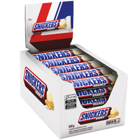 Chocolate barrinha snickers branco 42g pcc/20un