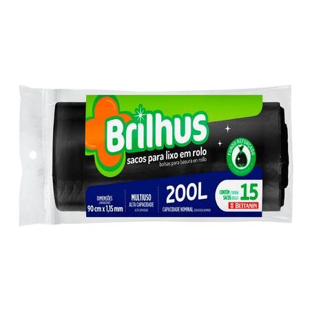 SACO P/LIXO BRILHUS ROLO 200L
