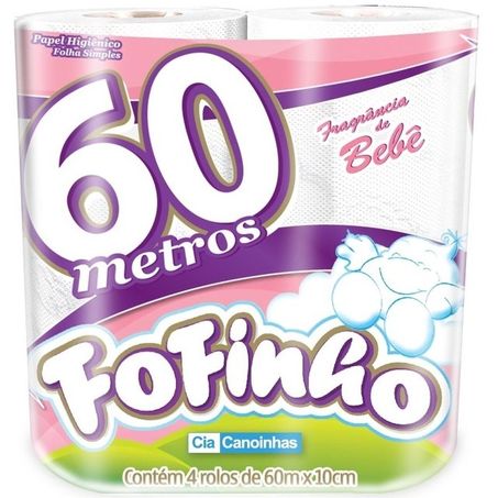Papel Hig Fofinho F.Simples 60m C/4 Bebe 1303