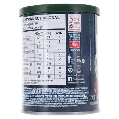 MISTURA CAPPUCCINO MELITTA CHOCOLATE 200G 360-25