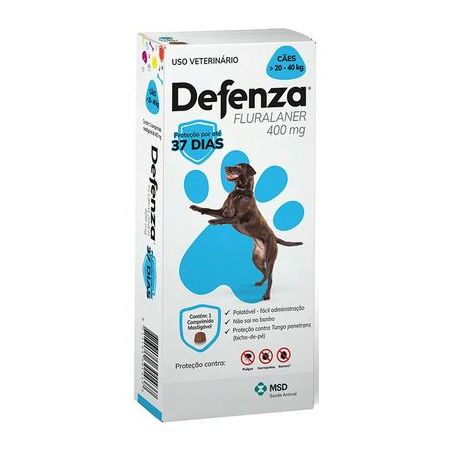 Antiparasitário Defenza Comprimido Mastigável de 400mg para Cães de 20 a 40kg - MSD Saúde Animal