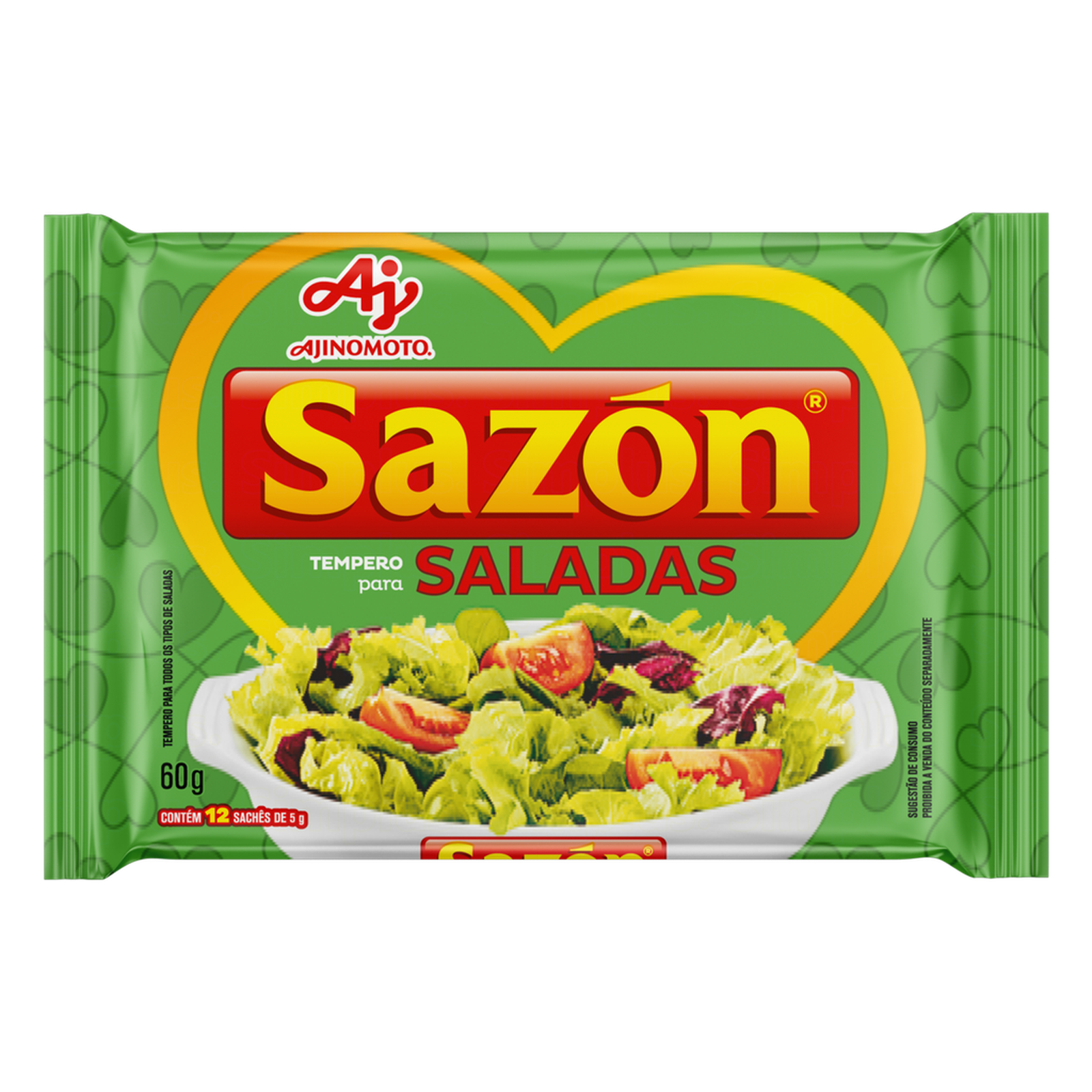 Tempero em Pó para Saladas de Todos os Tipos Sazón Pacote 60g 12 Unidades de 5g Cada