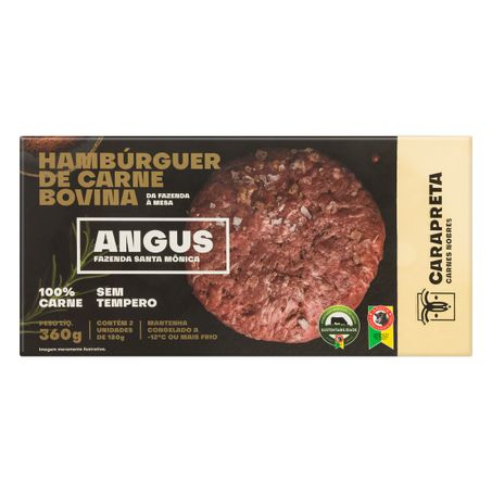 HAMBÚRGUER DE CARNE BOVINA ANGUS CARAPRETA COM 2 UNIDADES
