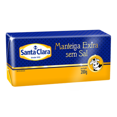 Manteiga tablete santa clara s/sal 200g - resfriado