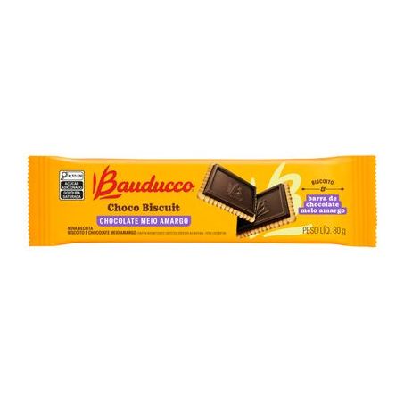 Biscoito bauducco chocolate meio amargo choco biscuit pacote 80g