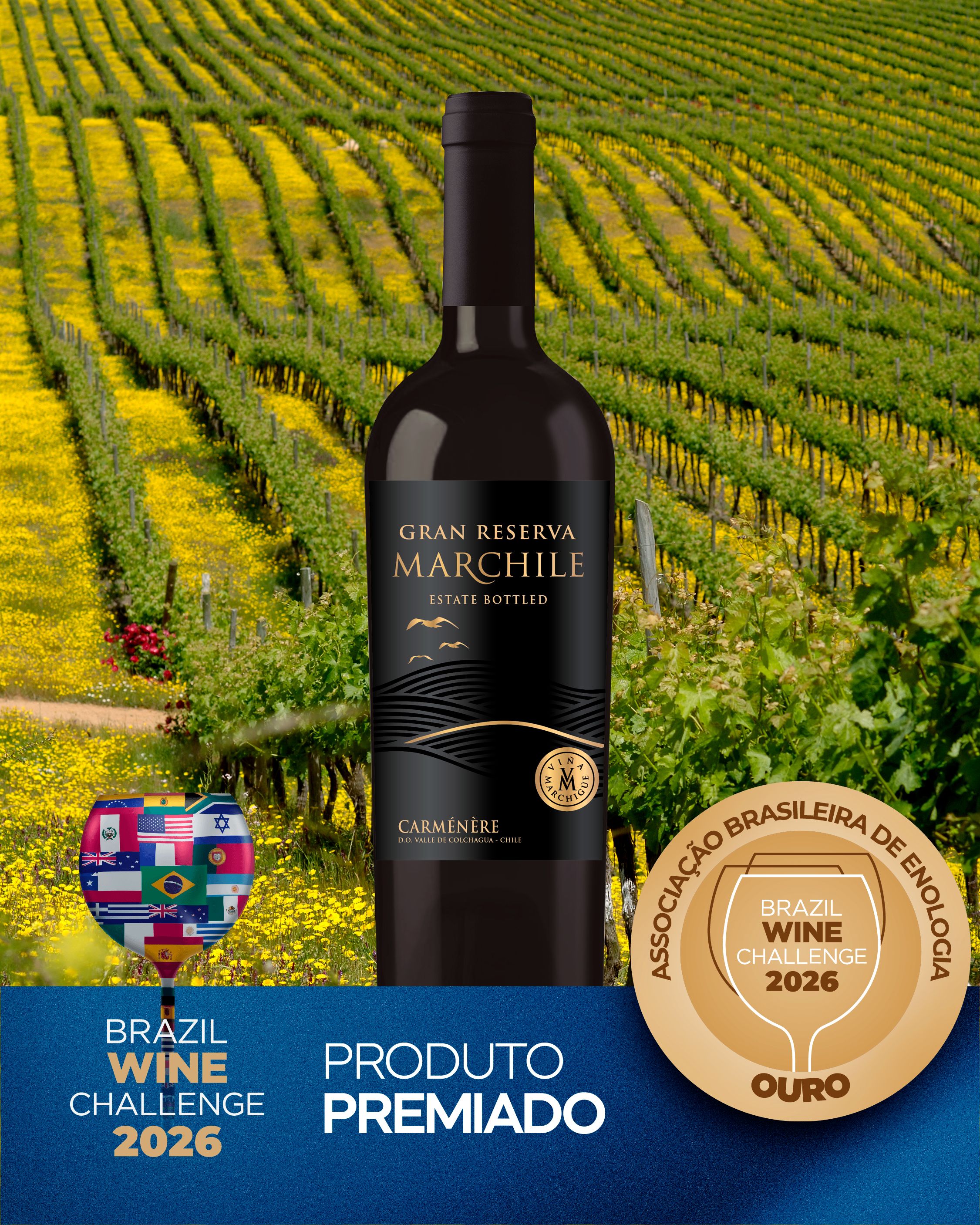 Marchile Gran Reserva Carménère - Medalha de Ouro Brazil Wine Challenge 2026
