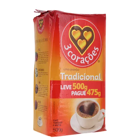 Cafe 3 coracoes tradicional vacuo lv500g pg 475g 360-33