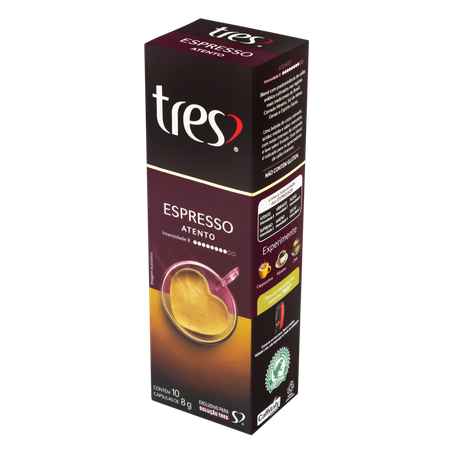 Café em Cápsula Torrado e Moído Espresso Atento Tres Caixa 80g 10 Unidades 360-3