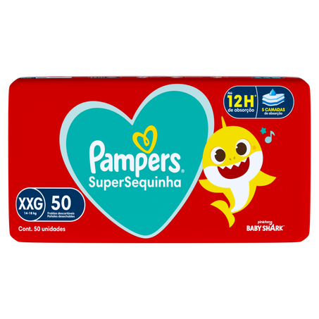 Fralda Descartável Infantil Pampers Sequinha Xxg com 50 Unidades