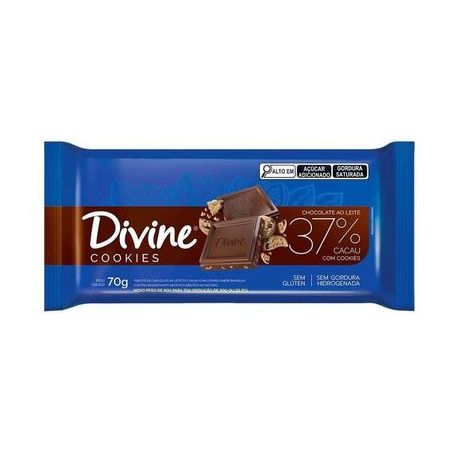 Divine-chocolate 70g ao leite cookies 37%cacau