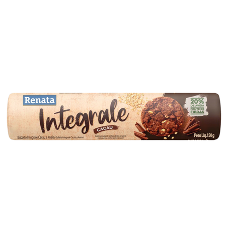 Biscoito integrale renata 150g cacau e aveia