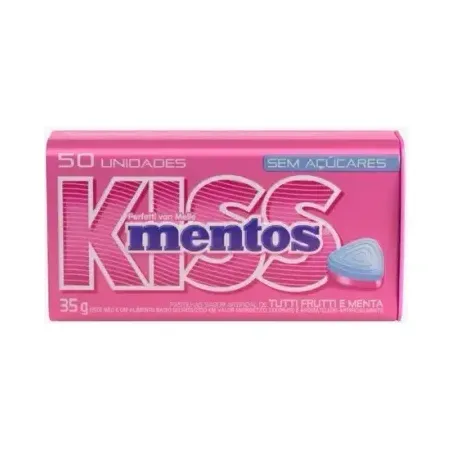 Pastilha bala mentos kiss 35gr tutti frutti e menta