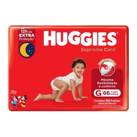 FRALDA DESCARTÁVEL HUGGIES HIPER SUPREME G C/66