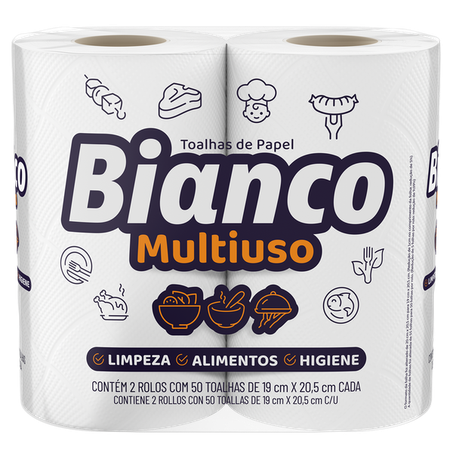 Papel toalha mili bianco c/02 rlos 50fls cada