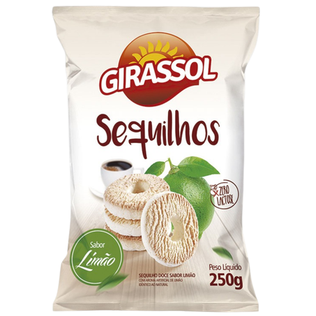 Biscoito sequilhos girassol 200gr limao -zero lactose