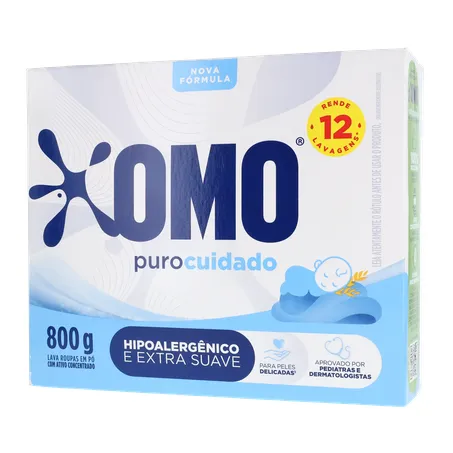 Lava Roupas Omo Em Pó Puro Cuidado Caixa 800g 
  360-2