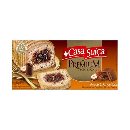 BOLO CASA SUICA 270G PREMUIM AVELA E CHOC.