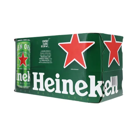 Cerveja Lager Heineken Puro Malte Lata 269ml - Pacote com 8un - 2.1lt 360-4