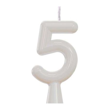 Vela Aniversário Alegria Tubular Lisa N.5 Branco