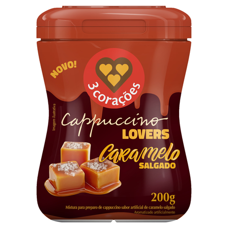 Café Solúvel 3 Corações Cappuccino Lovers Caramelo Salgado 200G