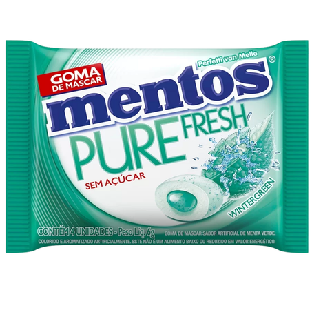 Goma mentos pure wintergreen 4s sem acucar 6g