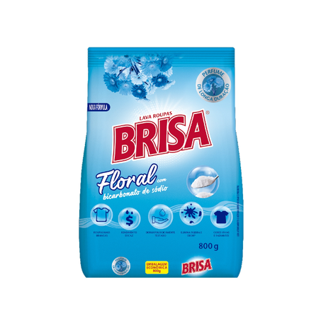 Detergente em Pó Brisa Azul Floral c/Bicarbonato 800g