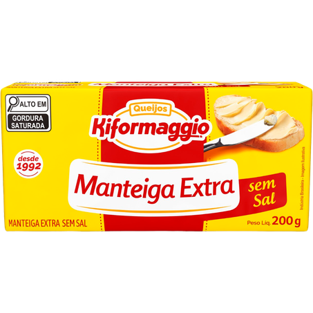 Manteiga kiformaggio extra sem sal pacote 200g