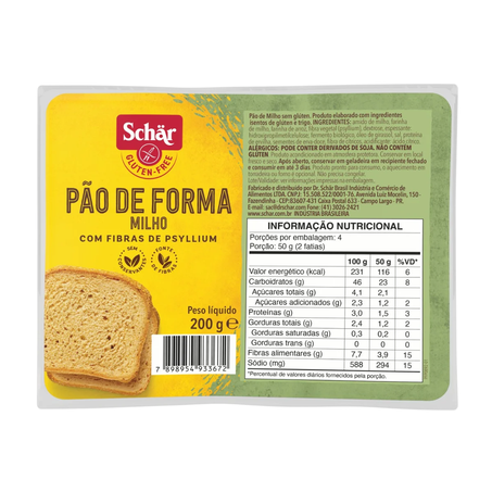Pão de Forma de Milho Schär Sem Glúten 200g
