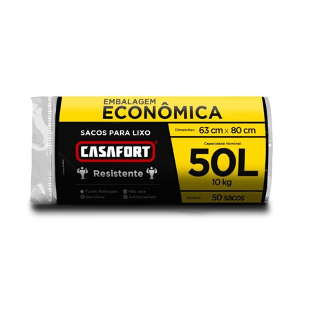 SACO LIXO CASAFORT 50L C/20 ROLO PTO