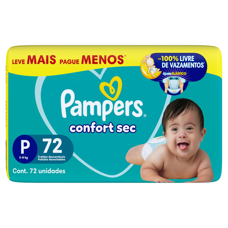 Fralda Pampers Confort Sec Super Bag Tam. P - Com 72 Fraldas