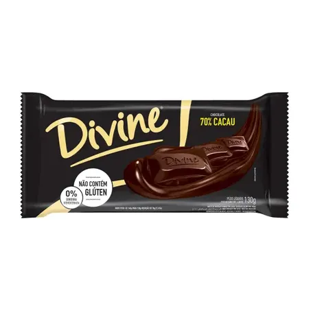Chocolate divine amargo 70% cacau 90g