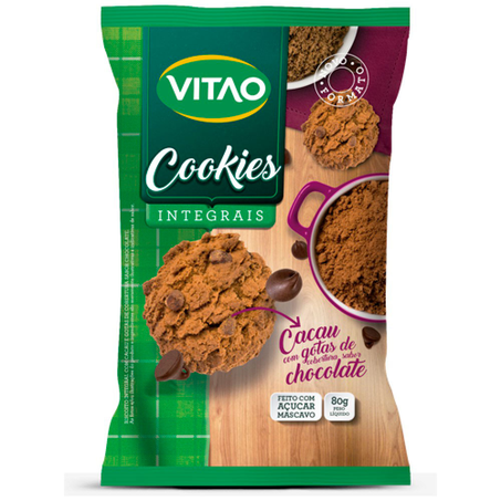 Biscoito Vitao Cookies Integral Cacau Pacote 80G