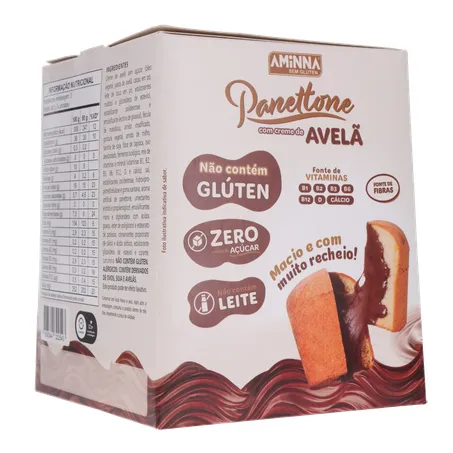 PANETONNE AMINNA S/GLÚTEN CREME DE AVELÃ 240G 360-24