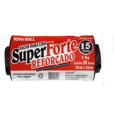 SACO LIXO REFORCADO NOSSO ROLL 15LT C/50
