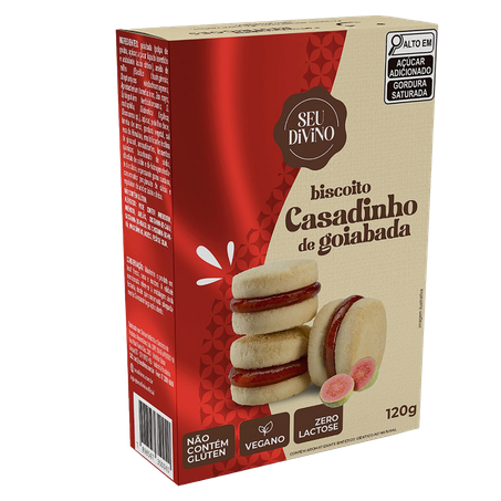Biscoito Seu Divino Casadinho de Goiaba Vegano, Sem Glúten e Sem Lactose 120g