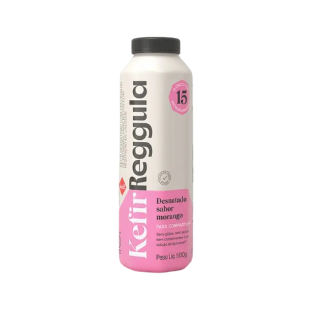 Kefir Reggula Desnatado Morango Garrafa 500g