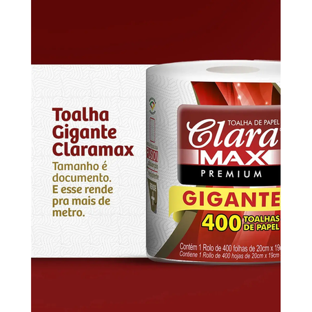 PAPEL TOALHA CLARA MAX GIGANTE 20X19CM 400FLS 360-3