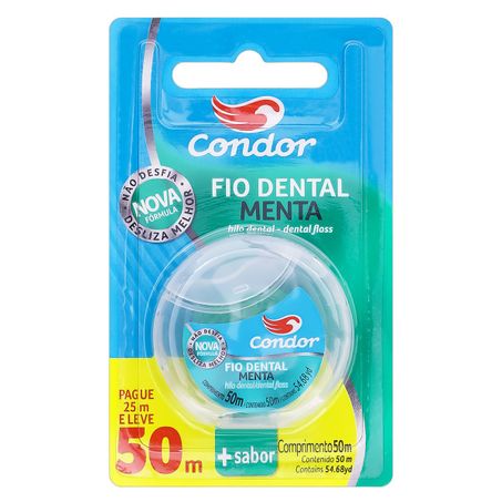 FIO DENTAL MENTA CONDOR LEVE 50M PAGUE 25M