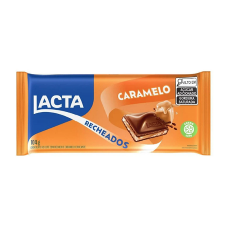 CHOCOLATE  AO LEITE RECHEIO E CARAMELO LACTA 104G