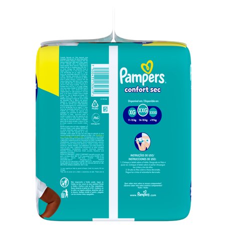 Fralda Descartável Infantil Pampers Confort Sec XXG Pacote 56 Unidades Leve Mais Pague Menos 360-1