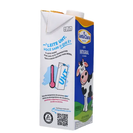 Leite UHT Integral Santa Clara Caixa com Tampa 1lt 360-30