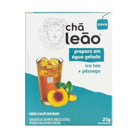 CHA GELADO LEAO ICE PESSEGO C/10 SC.