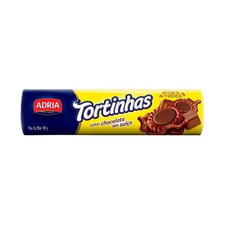Biscoito Recheio Chocolate Suíço Adria Tortinhas Pacote 140G