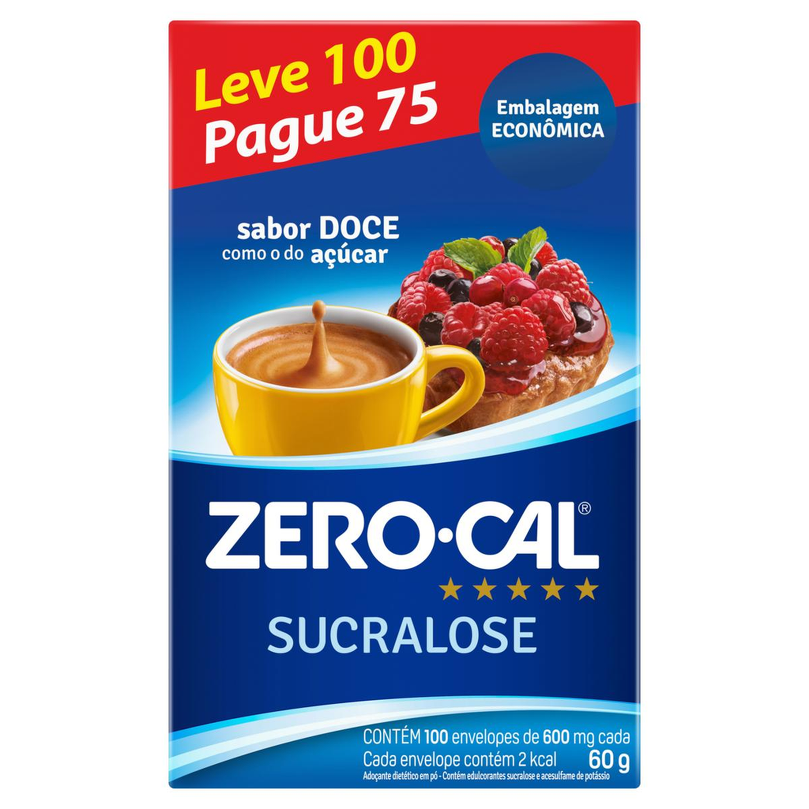 Adoçante Zero Cal Leve 100, Pague 75 Envelopes - Sucralose