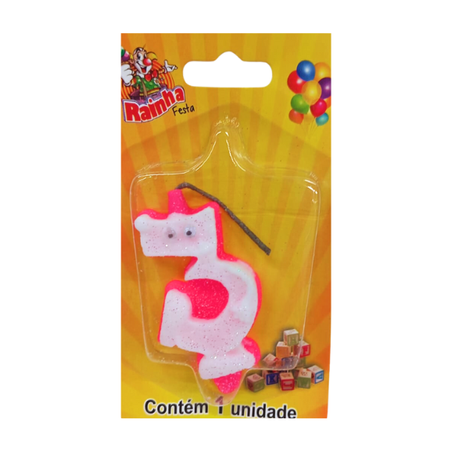 Vela Aniversário Rainha Karetinha N.3 Rosa