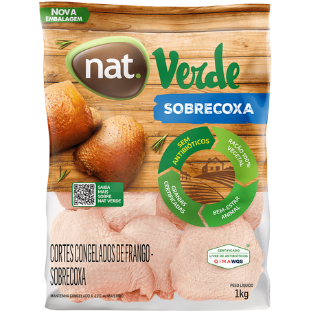 Sobrecoxa frango nat verde iqf 1kg