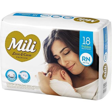FRALDA DESCART MILI LOVECARE PREMIUM RECEM NASC 18UN