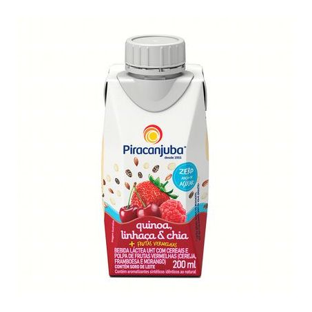 Piracanjuba Bebida Láctea Frutas Vermelhas, Linhaça, Quinoa E Chia 200Ml Zero Açúcares