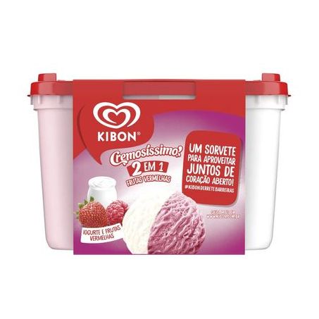 SORVETE KIBON CREMOSISSIMO 2 EM 1 F.VERMELHAS