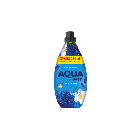 AMACIANTE AQUAFAST CONCENTRADO LEVE 1,5L PAGUE1,25L AZUL HARMÔNIA